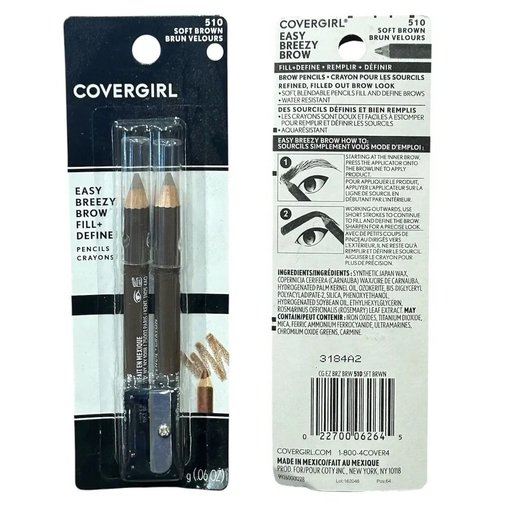 3x CoverGirl Easy Breezy Brow Fill Eye Pencils 510 505 500